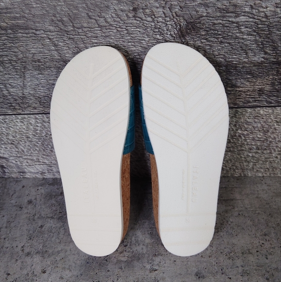 Italeau Teal Leather Sandals